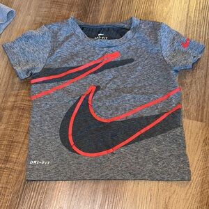 Nike Kids Short Sleeve Gray and Red Tee